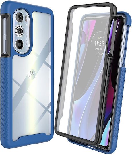 Erbord Umschlag Rückseite Set mit Glas Blau (Motorola Edge 30 Pro)