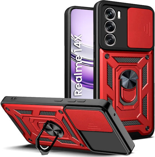 Umschlag Rückseite Metallisch Rot (Realme 14X, Realme C75)