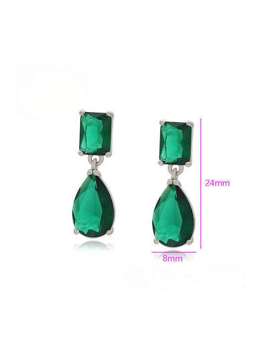 Chrysothemiss Women's Earrings Emerald Whisper Platinum Plated Green Crystal