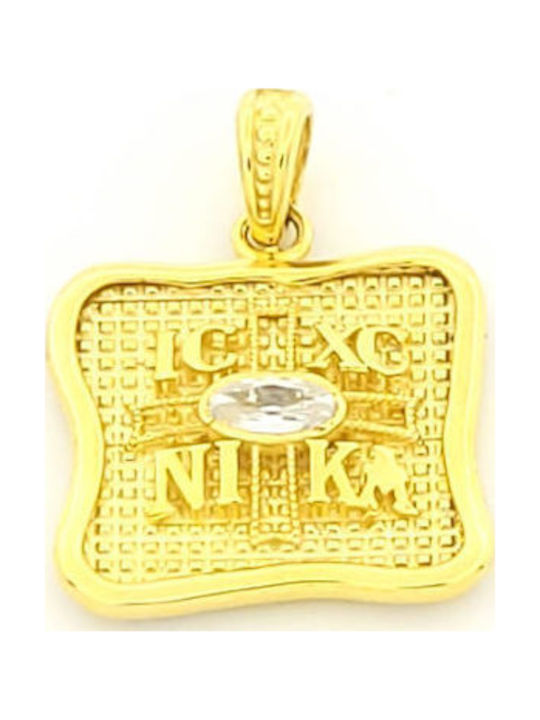 Anagnostakis Charm Talisman Constantine with Stones made of 9 K Gold with Zircon