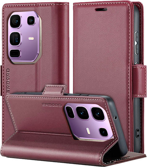 Infinix Note 50 Pro+ Erbord Glänzendes Litchi Brieftasche Klapphülle Rot