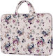 Husă Laptop 13" Model Floral Cu Mâner Maro