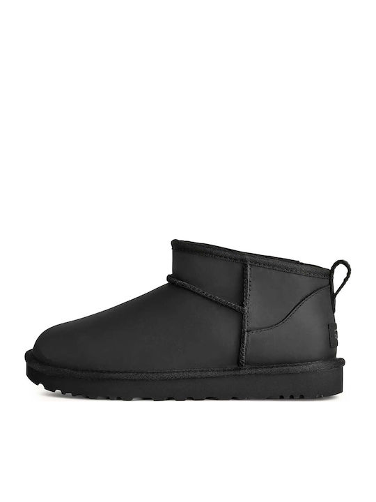 Classic Ultra Mini Leder Stiefeletten Damen Schwarz