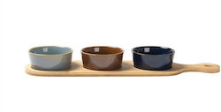Gusto Casa Ceramic Dessert Tower Stand 3 Slots with Base Blue Ø10xH1cm W43xL11xH1cm