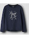 Kids' Shirt Long Sleeve Navy Blue Name