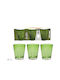 ArteLibre Set of Glasses made of Glass in Green Color 3pcs