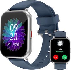 Ruimen D1 Smartwatch με SIM και Παλμογράφο (Ασημί)
