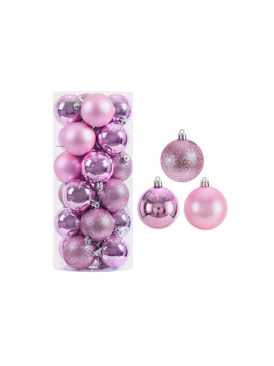 Hanging Ball Ornament Ornament Pink 10cm Set 20pcs