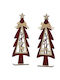 Christmas Decorative Wood Tree 30cm Red 2pcs