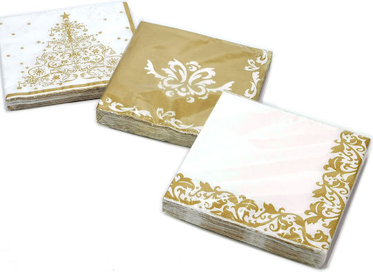 ArteLibre Set of Christmas Napkins L33xW33cm. 20pcs (Μiscellaneous Designs/Colors)