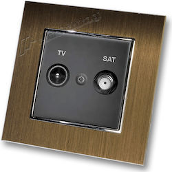 TV Satellite Aerial Socket Black Matte Frame Go...