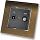 TV Satellite Aerial Socket Black Matte Frame Go...