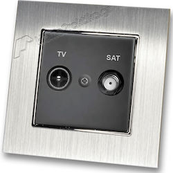 TV Satellite Aerial Socket Black Matte Frame Si...