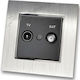 TV Satellite Aerial Socket Black Matte Frame Si...