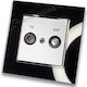 TV Satellite Aerial Socket White Matte Frame Bl...