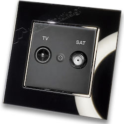 TV Satellite Aerial Socket Black Matte Frame Bl...