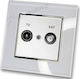TV Sat Terminal Socket White Frame White Glass ...