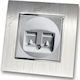 Telephone Socket Plasio Double Silver Matte Frame Silver Metallic Hseries Lineme 50-00119-5_50-00121-18