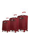 Cardinal 3300 Travel Suitcases Fabric Bordeaux with 4 Wheels Set of 3pcs