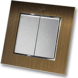 Lineme Double Wall Switch with Silver Frame
