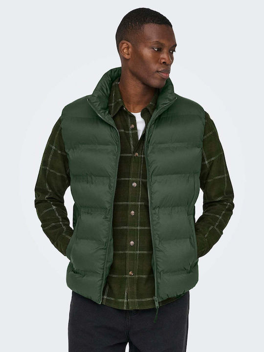 Only & Sons Αμάνικο Μπουφάν Puffer Πρασινο