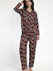 Disney Set Pijamale pentru Femei Bordeaux Minnie Mouse