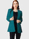 Lung Blazer pentru femei Sacou Dark Turquoise