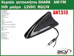 ACV Κεραία Αυτοκινήτου Οροφής Shark για Ραδιόφωνο σε Μαύρο Χρώμα