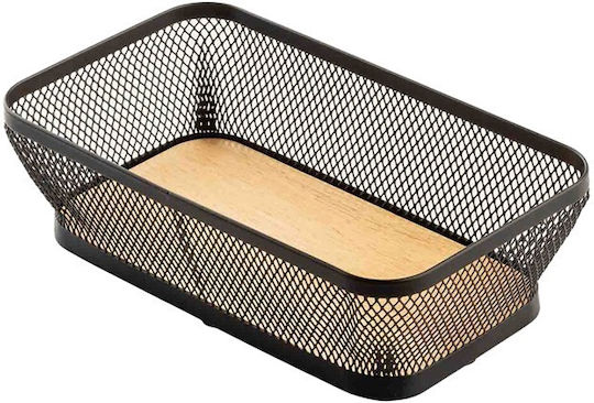 Tablecraft Tc 12639 Μαύρη Ψωμιέρα Σιδερένια με Ξύλινη Βάση 20x11.5x4cm