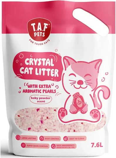 T.A.F. Pets Kristall Katzenstreu mit Duft Babypuder 3.2kg / 7.6Es