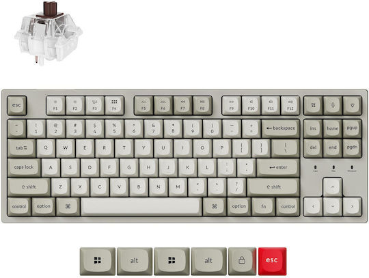 C1 Pro 8K Tastatură de Gaming Mecanică cu Comutatoare Keychron Super Brown și Iluminare RGB C1PX-M3 (Engleză US) Alb