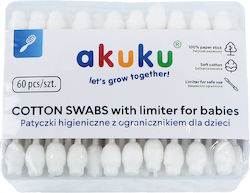 Akuku Baumwollstäbchen Stop Babys 60Stücke Sicher & Sanft Ohne Bpa