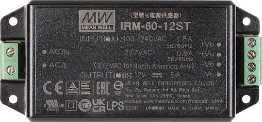 Mean Well Τροφοδοτικό Συστημάτων CCTV IRM-60-12ST