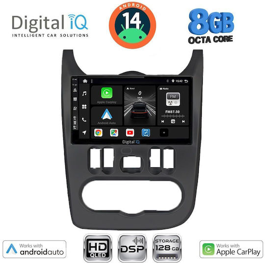 Digital IQ Car Audio System for Renault Logan Dacia Duster / Logan / Sandero 2006-2012 (Bluetooth/USB/AUX/WiFi/GPS/Apple-Carplay/Android-Auto) with Touch Screen 9"
