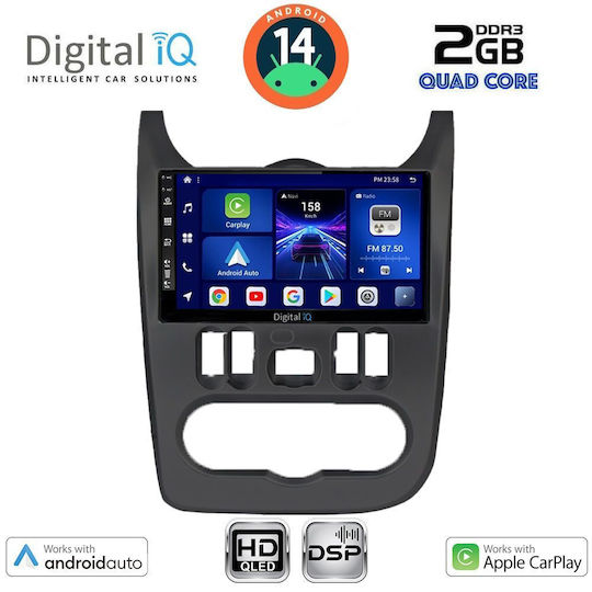 Digital IQ Car Audio System for Renault Logan Dacia Duster / Logan / Sandero 2006-2012 (Bluetooth/USB/AUX/WiFi/GPS/Apple-Carplay/Android-Auto) with Touch Screen 9"