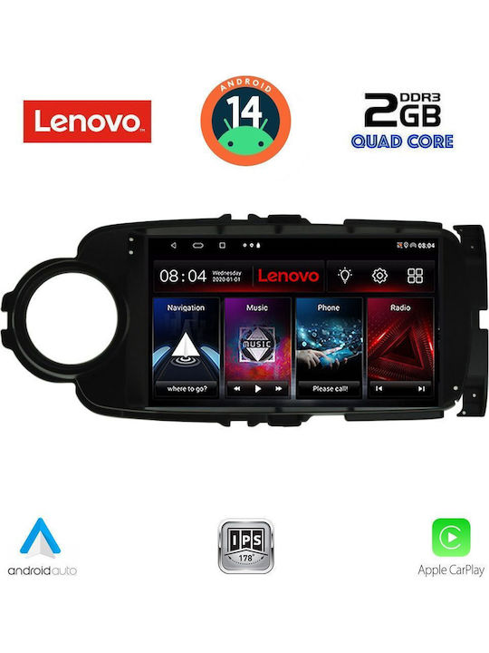 Lenovo Car Audio System for Toyota Yaris 2011-2015 (Bluetooth/USB/AUX/WiFi/GPS/Apple-Carplay/Android-Auto) with Touch Screen 9"