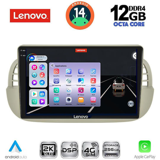Lenovo Ηχοσύστημα Αυτοκινήτου για Fiat 500 BMW X1 / X3 / X4 2007-2015 (Bluetooth/USB/AUX/WiFi/GPS/Apple-Carplay/Android-Auto) με Οθόνη Αφής 9"