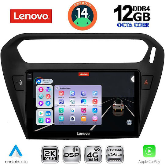 Lenovo Ηχοσύστημα Αυτοκινήτου για Peugeot 301 Citroen C-Elysee BMW X1 / X3 / X4 2013 (Bluetooth/USB/AUX/WiFi/GPS/Apple-Carplay/Android-Auto) με Οθόνη Αφής 9"