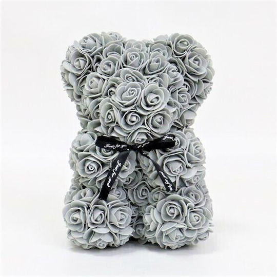 Floral Bear Foam Roses 25 Cm Hand-decorated Gift Box Gray