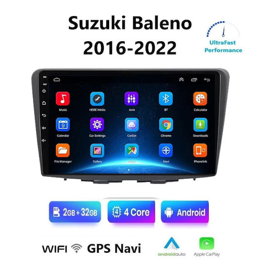 Ηχοσύστημα Αυτοκινήτου για Suzuki Baleno 2016-2022 (Bluetooth/USB/WiFi/GPS/Apple-Carplay/Android-Auto) με Οθόνη Αφής 9"