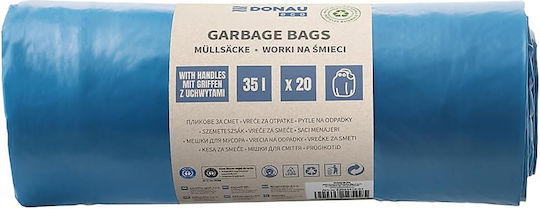Donau Σακούλες Απορριμάτων Χωρητικότητας 35lt με Χερούλια 20τμχ Μπλε