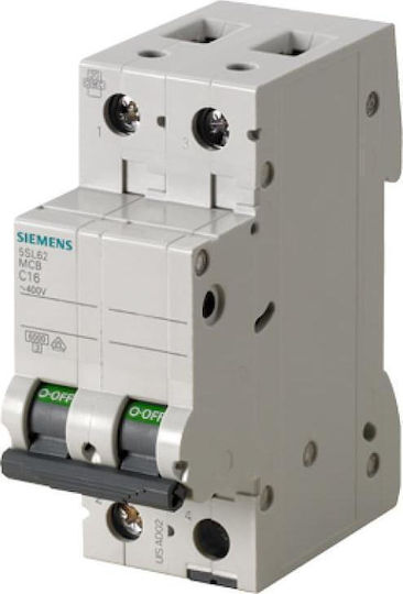 Overcurrent Circuit Breaker 2p C 2a 6ka Ac 5sl6202-7