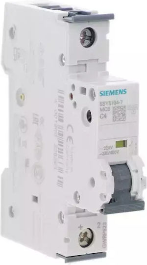 1P C 4A 10kA 220V DC 230V AC Sentron 5SY5104-7
