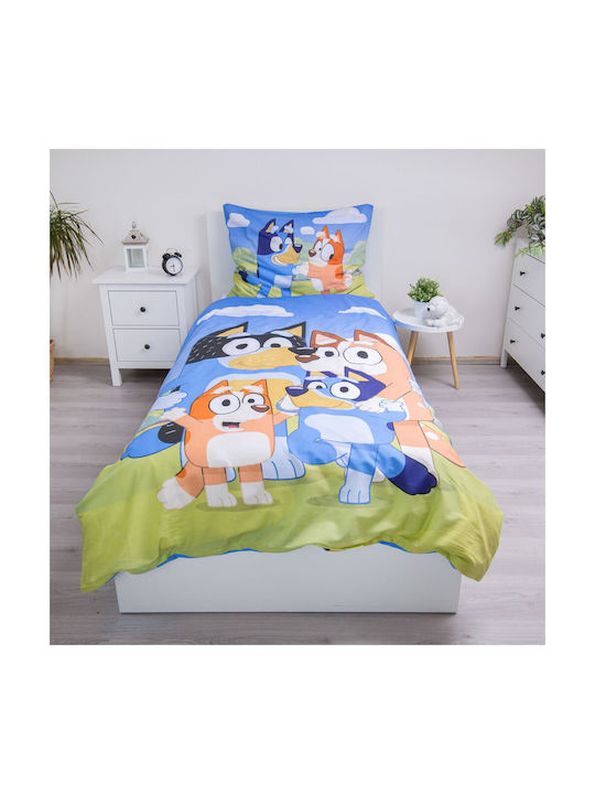 Halantex Kids Duvet Cover Set Single with Cotton Pillowcase Light Blue 137x200cm