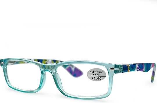 Optosquad Damen Lesebrille +2.00 in Türkis Farbe 7786-3