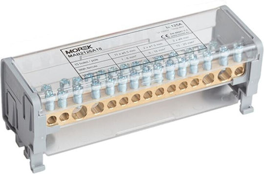 Moblock 2-Field Distribution Distribution Block 1000V 125A 15 2x35 + 2x25 + 11x6mm TS35 Mab2126a18