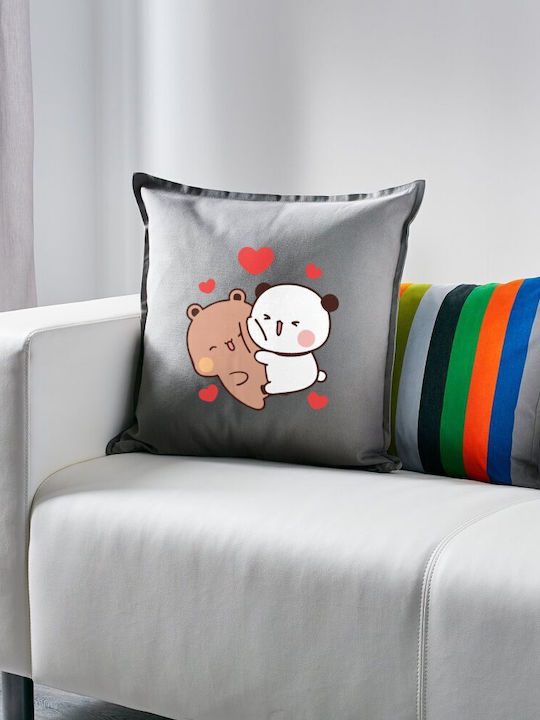 Bubu & Dudu Gray 100% Cotton Couch Pillow Conta...