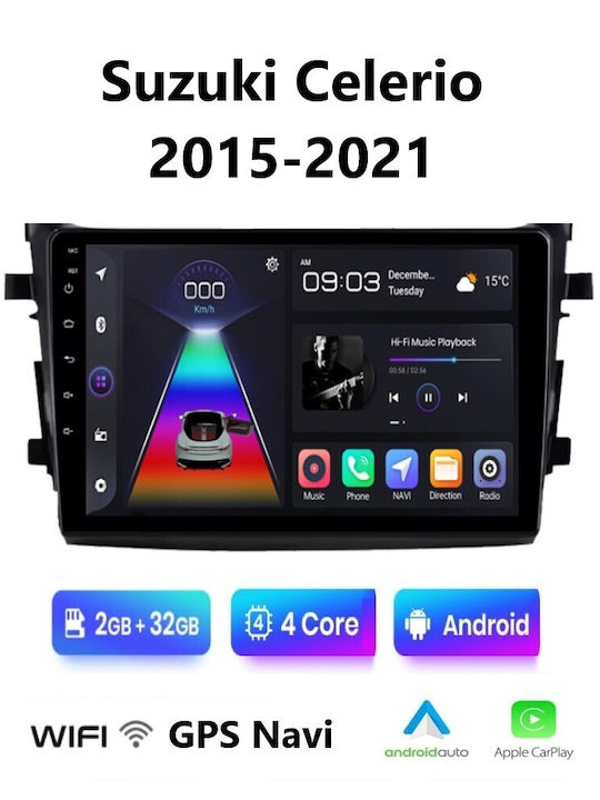Car Audio System for Suzuki Celerio 2015-2021 (Bluetooth/USB/WiFi/GPS/Apple-Carplay/Android-Auto) with Touch Screen 9"
