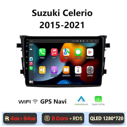Ηχοσύστημα Αυτοκινήτου για Suzuki Celerio 2015-2021 (Bluetooth/USB/WiFi/GPS/Apple-Carplay/Android-Auto) με Οθόνη Αφής 9"