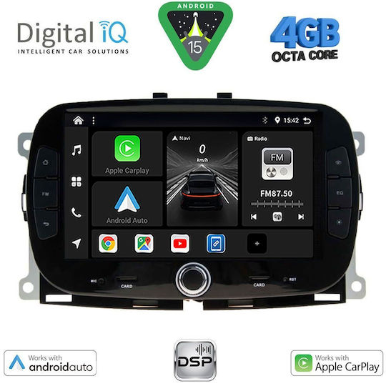 Digital IQ Car Audio System for Fiat 500 2016 (Bluetooth/USB/WiFi/GPS/Apple-Carplay/Android-Auto) with Touch Screen 7"